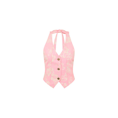 Halter Open Back Vest - Pixie Denim