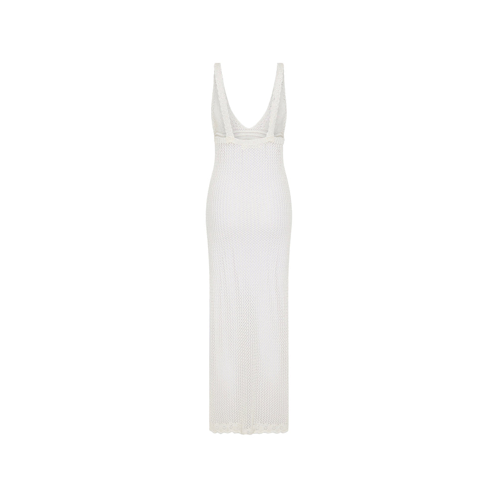 Crochet V Neck Maxi Dress - Ivory