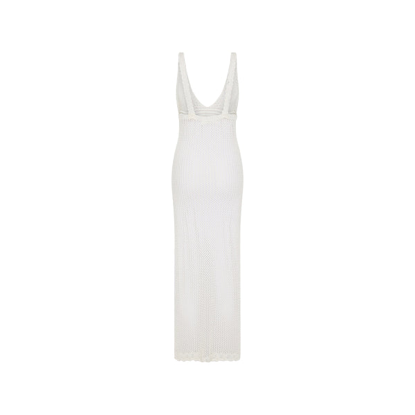 Crochet V Neck Maxi Dress - Ivory
