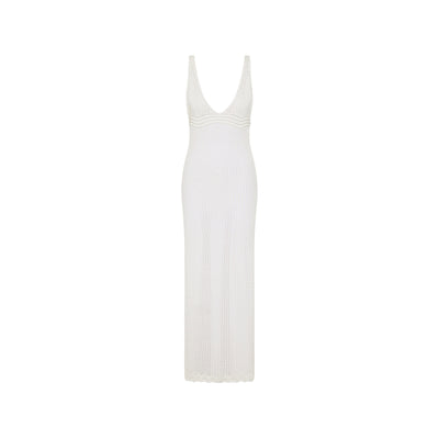 Crochet V Neck Maxi Dress - Ivory
