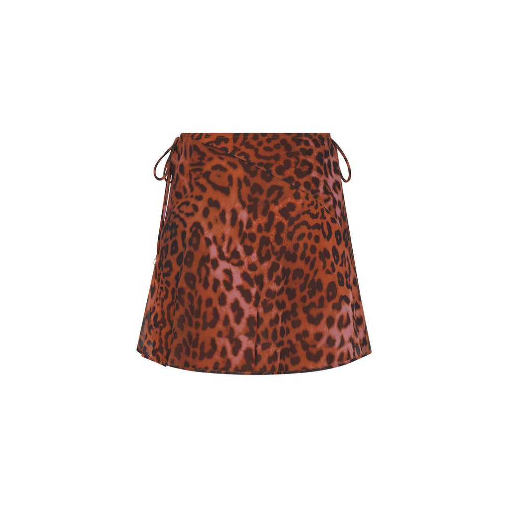Chiffon Tie Side Mini Skirt - Leopard Lasso