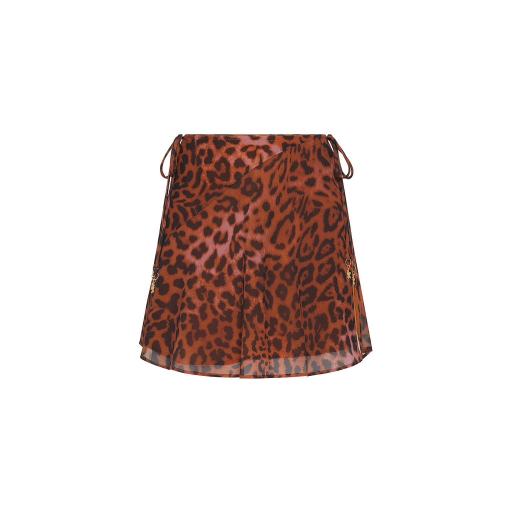 Chiffon Tie Side Mini Skirt - Leopard Lasso
