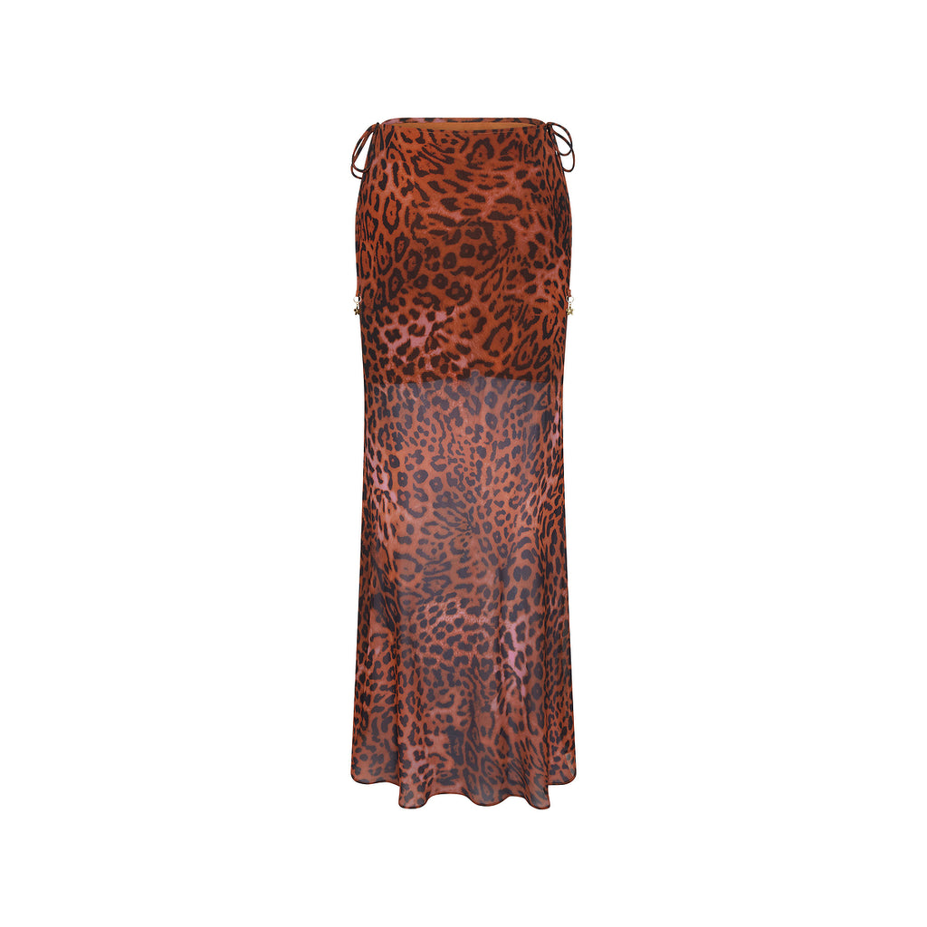 Chiffon Tie Side Maxi Skirt - Leopard Lasso