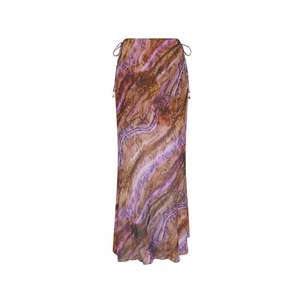Chiffon Tie Side Maxi Skirt - Tropical Viper