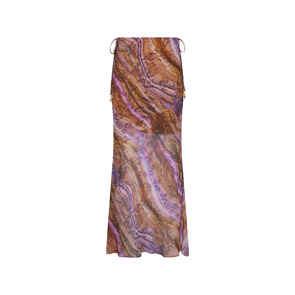Chiffon Tie Side Maxi Skirt - Tropical Viper