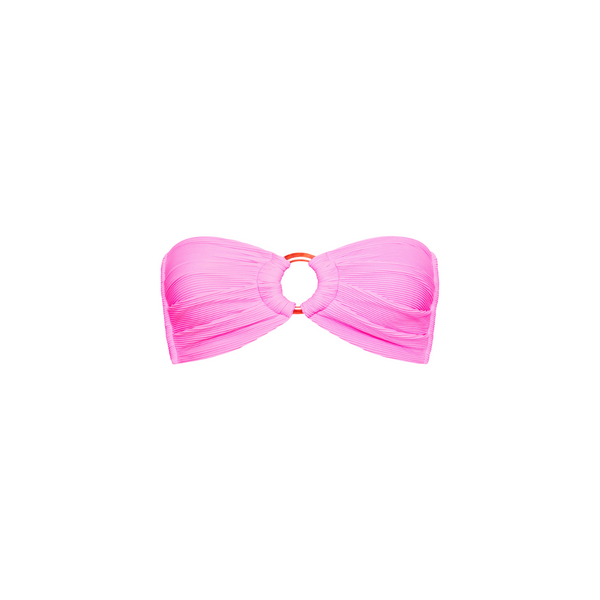 Strapless Bandeau Bikini Top - Bubblegum Pink Ribbed