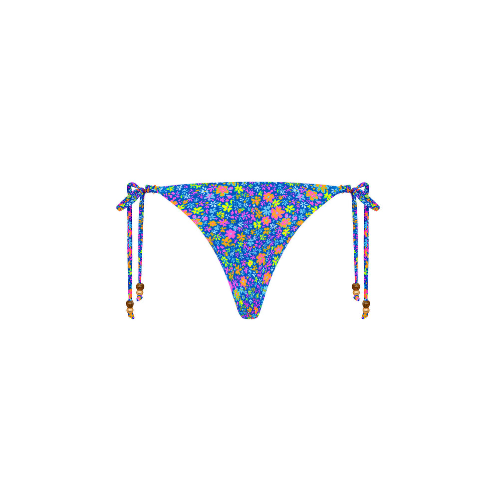 Thong Tie Side Bikini Bottom - Electric Bloom