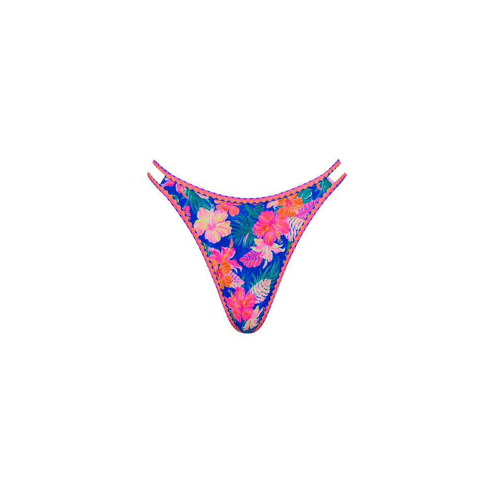 Twin Strap Cheeky Bikini Bottom - Electric Palms