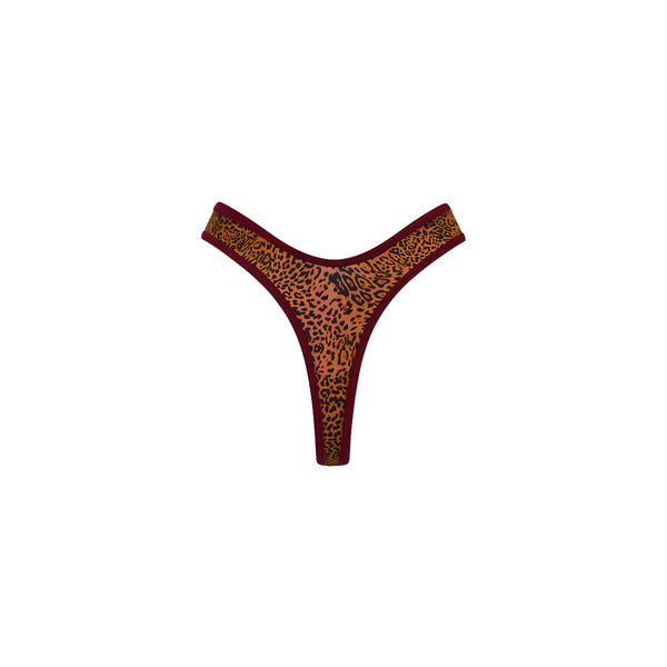 High Leg Thong Bikini Bottom - Wild Rose