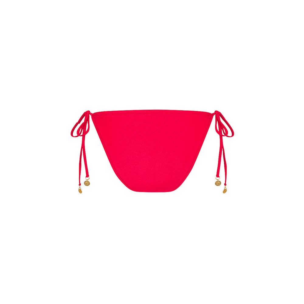 Full Coverage Tie Bikini Bottom - Cherry Crush