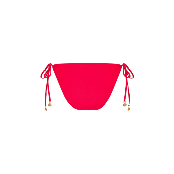 Full Coverage Tie Bikini Bottom - Cherry Crush