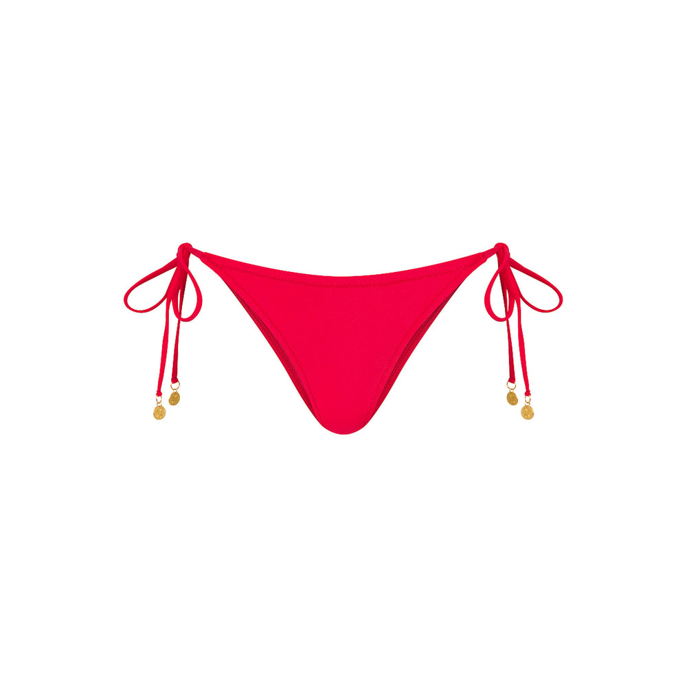 Full Coverage Tie Bikini Bottom - Cherry Crush