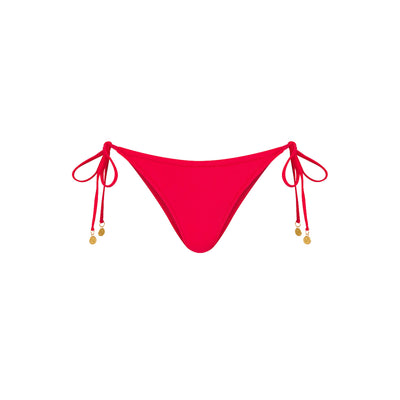 Full Coverage Tie Bikini Bottom - Cherry Crush