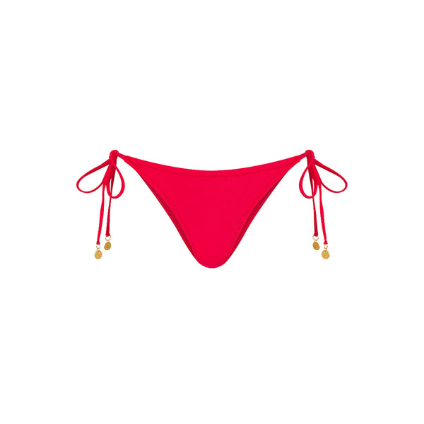 Full Coverage Tie Bikini Bottom - Cherry Crush