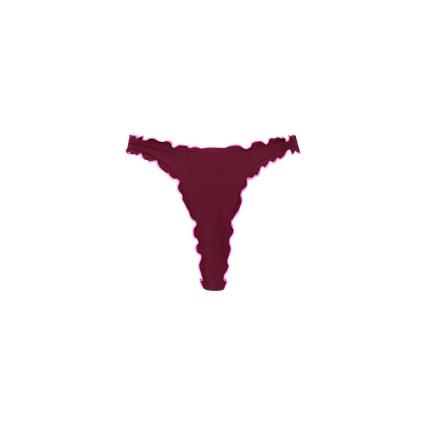 Lettuce Edge Thong Bikini Bottom - Sangria Spritz
