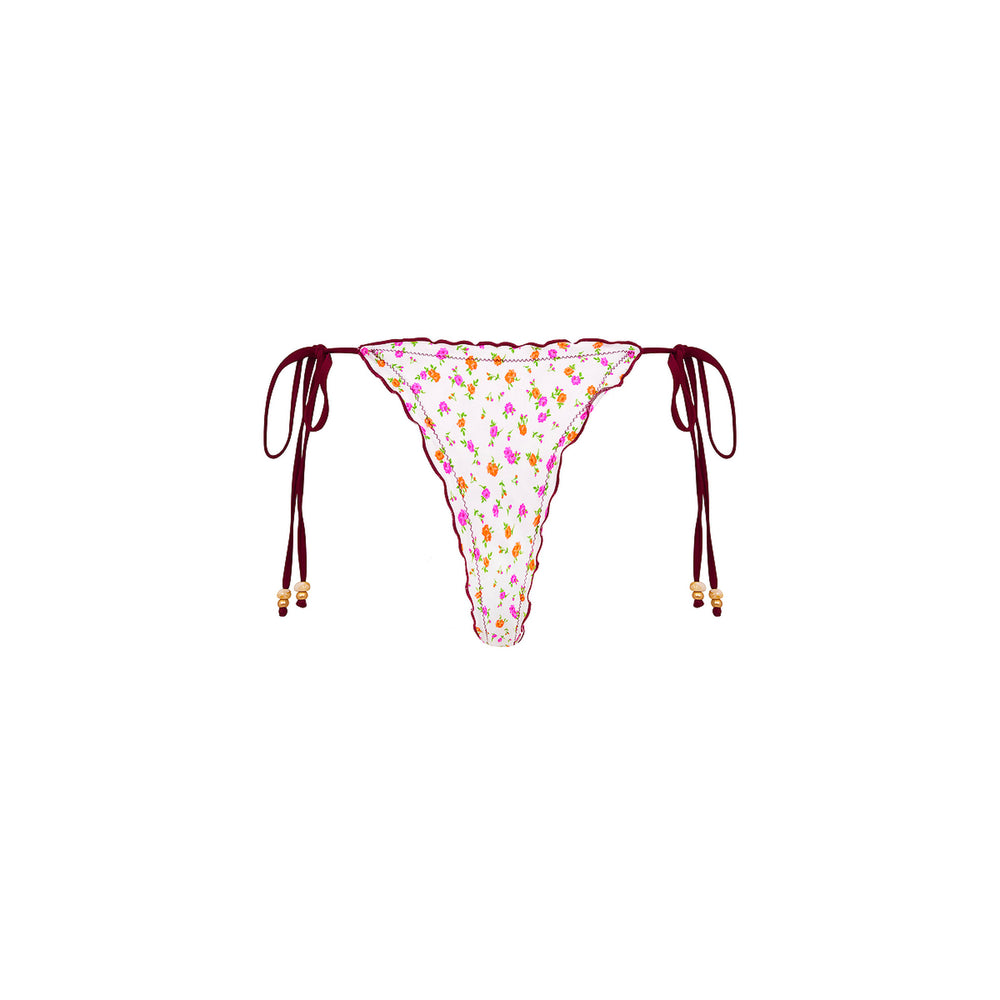 Lettuce Edge Thong Tie Bikini Bottom - Rosie Posie