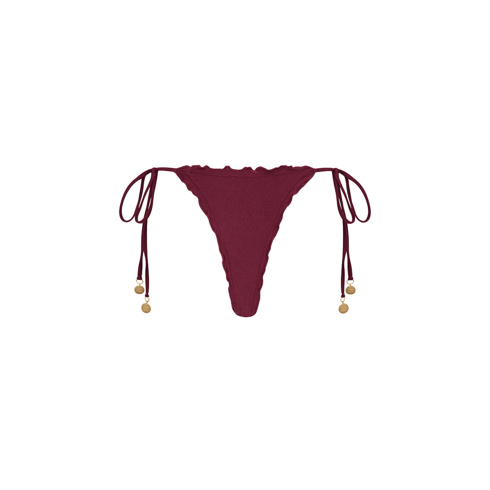 Lettuce Edge Thong Tie Bikini Bottom - Sangria
