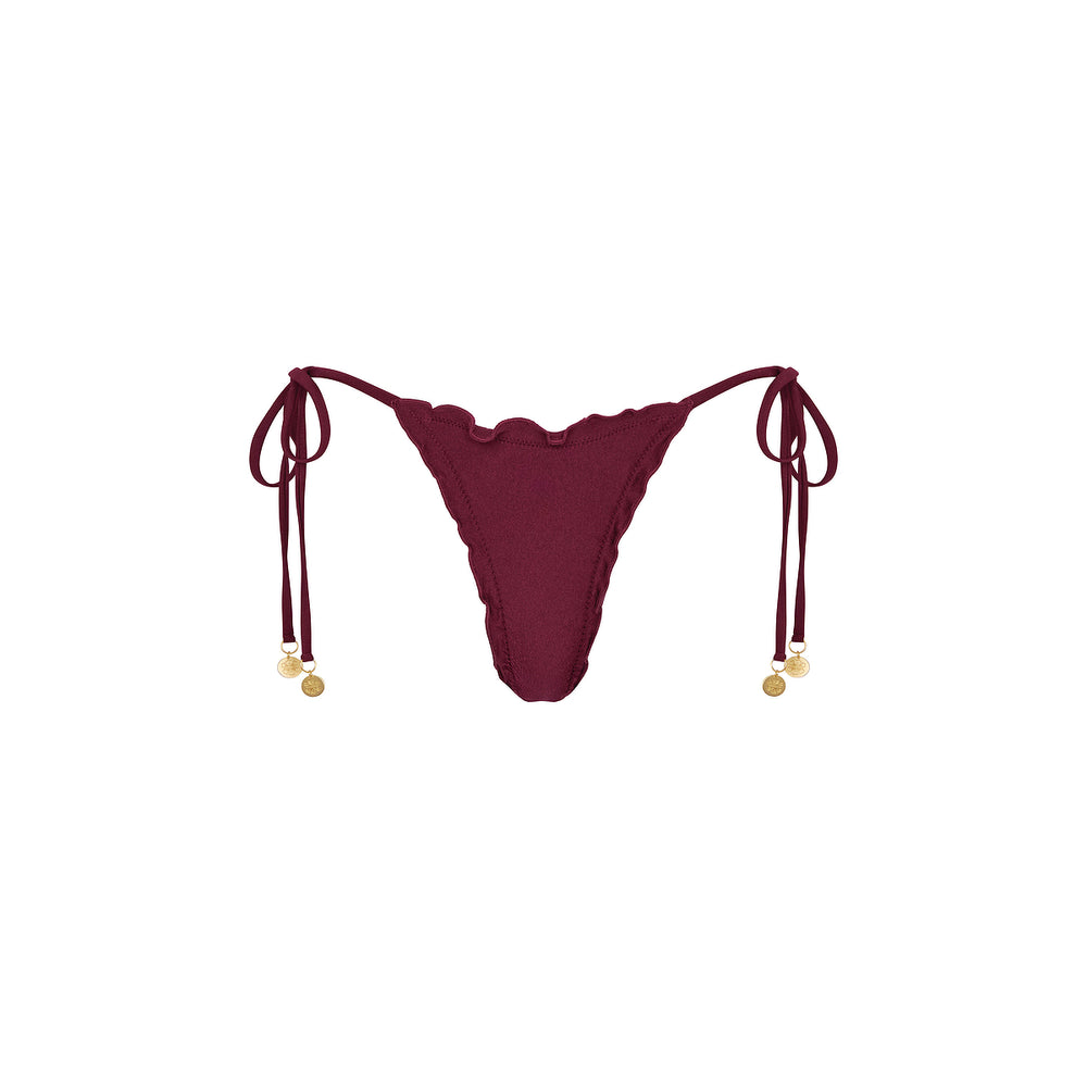 Lettuce Edge Thong Tie Bikini Bottom - Sangria
