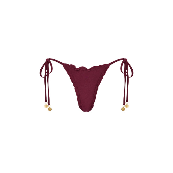 Lettuce Edge Thong Tie Bikini Bottom - Sangria