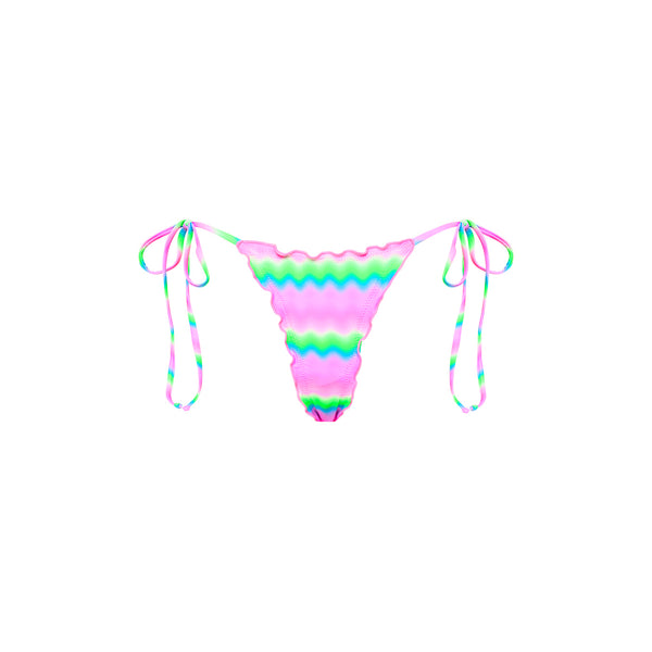 Lettuce Edge Thong Tie Bikini Bottom - Candy Clouds