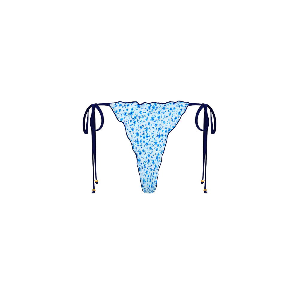 Lettuce Edge Thong Tie Bikini Bottom - Dream Flower