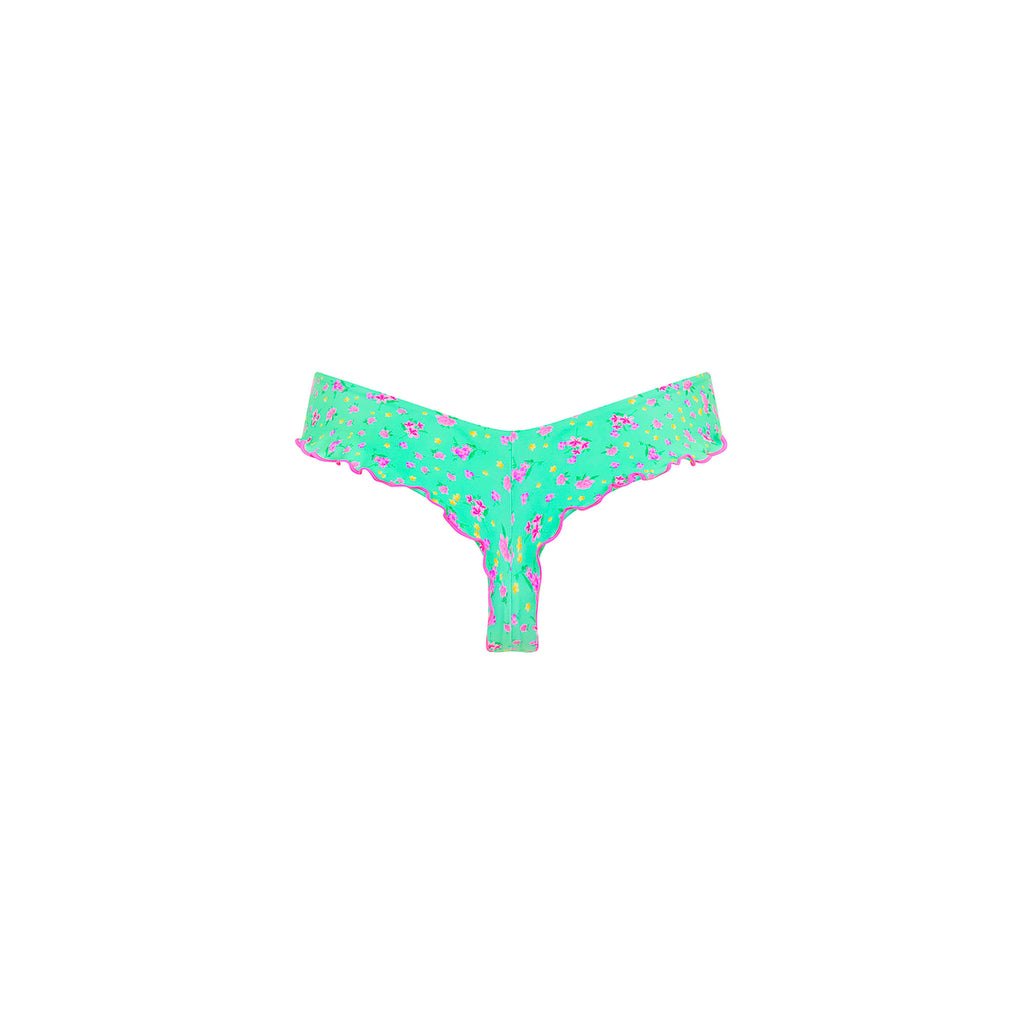 Lettuce Frill Thong Bikini Bottom - Mint Macaron