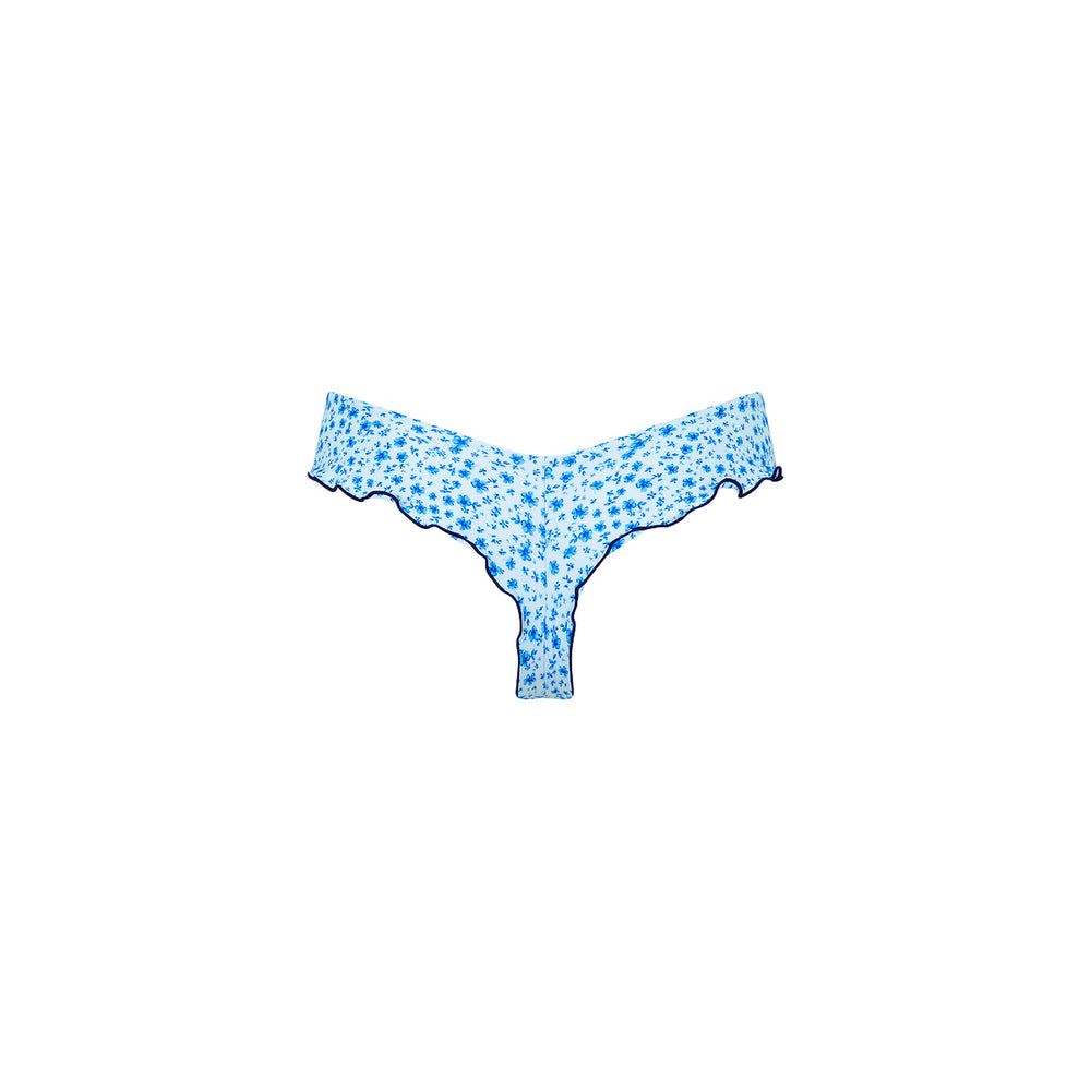 Lettuce Frill Thong Bikini Bottom - Dream Flower