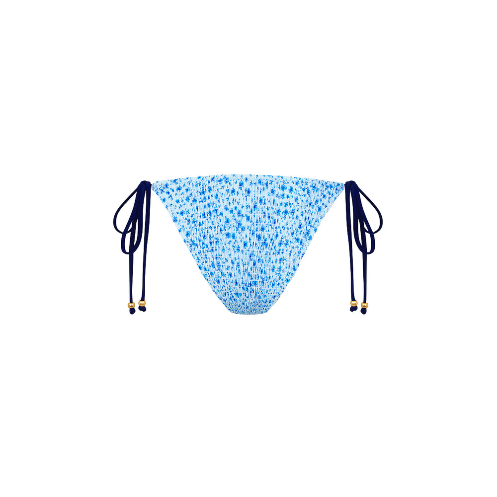 Shirred Dipped Cheeky Tie Bikini Bottom - Dream Flower