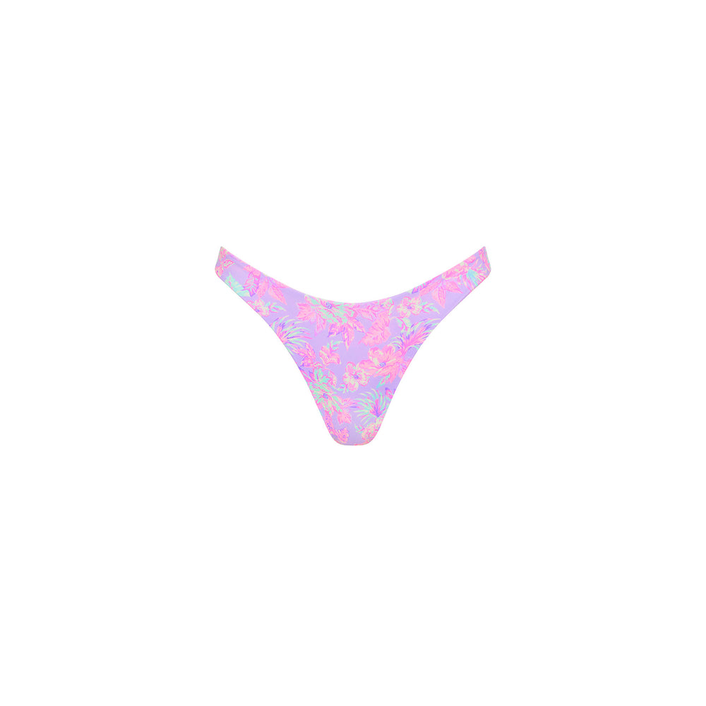 Gathered Deep V Thong Bikini Bottom - Lilac Love