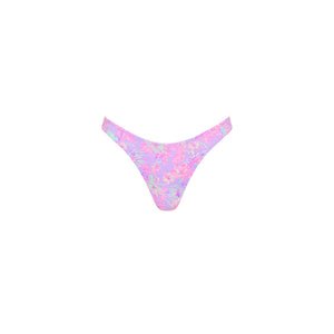 Gathered Deep V Thong Bikini Bottom - Lilac Love
