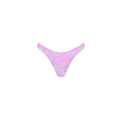 Gathered Deep V Thong Bikini Bottom - Lilac Love