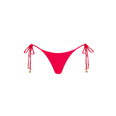 Braided Thong Tie Side Bikini Bottom - Cherry Crush