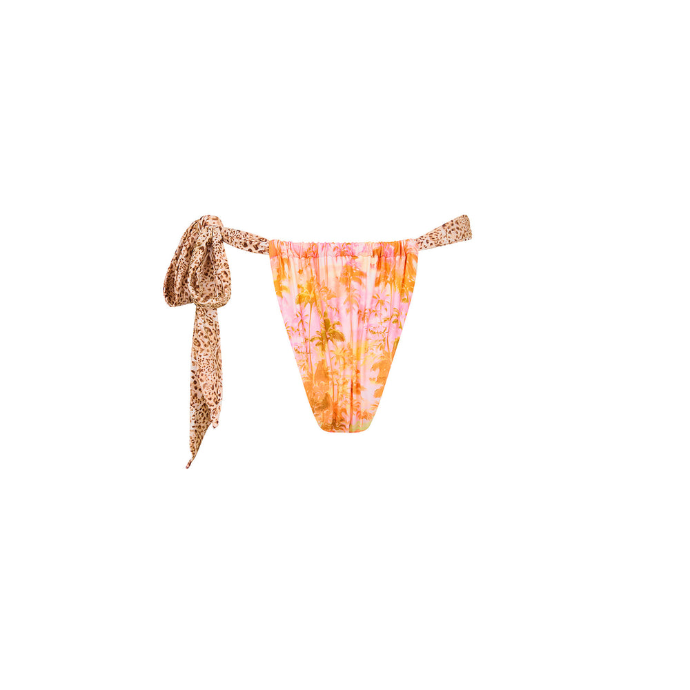 Soft Tie Ruched Thong Bikini Bottom - Wild Skies