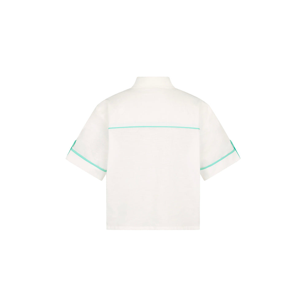 Cropped Button Up Shirt - Crystal Tides