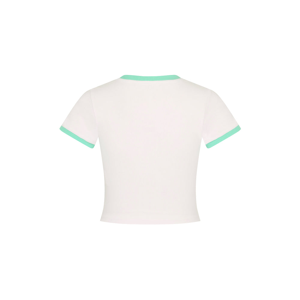 Printed Crop Baby Tee - Ocean Honey