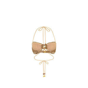 Strappy Ring Tie Crop Top - Espresso Spritz