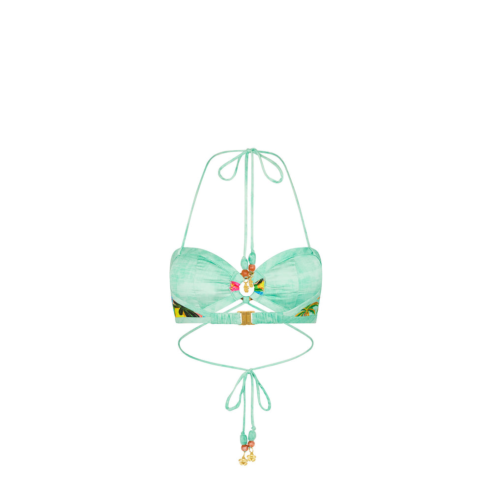 Strappy Ring Tie Crop Top - Ocean Honey