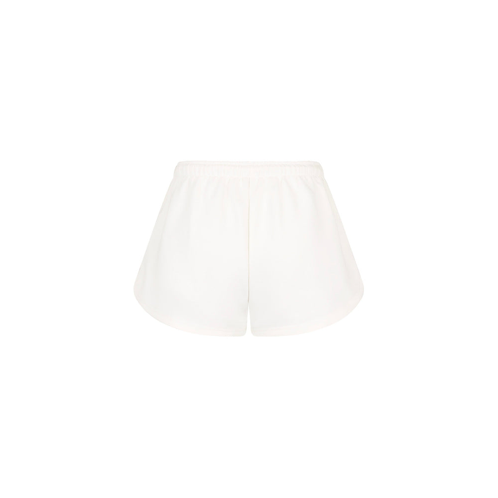 Embroidered Track Shorts - Whipped White