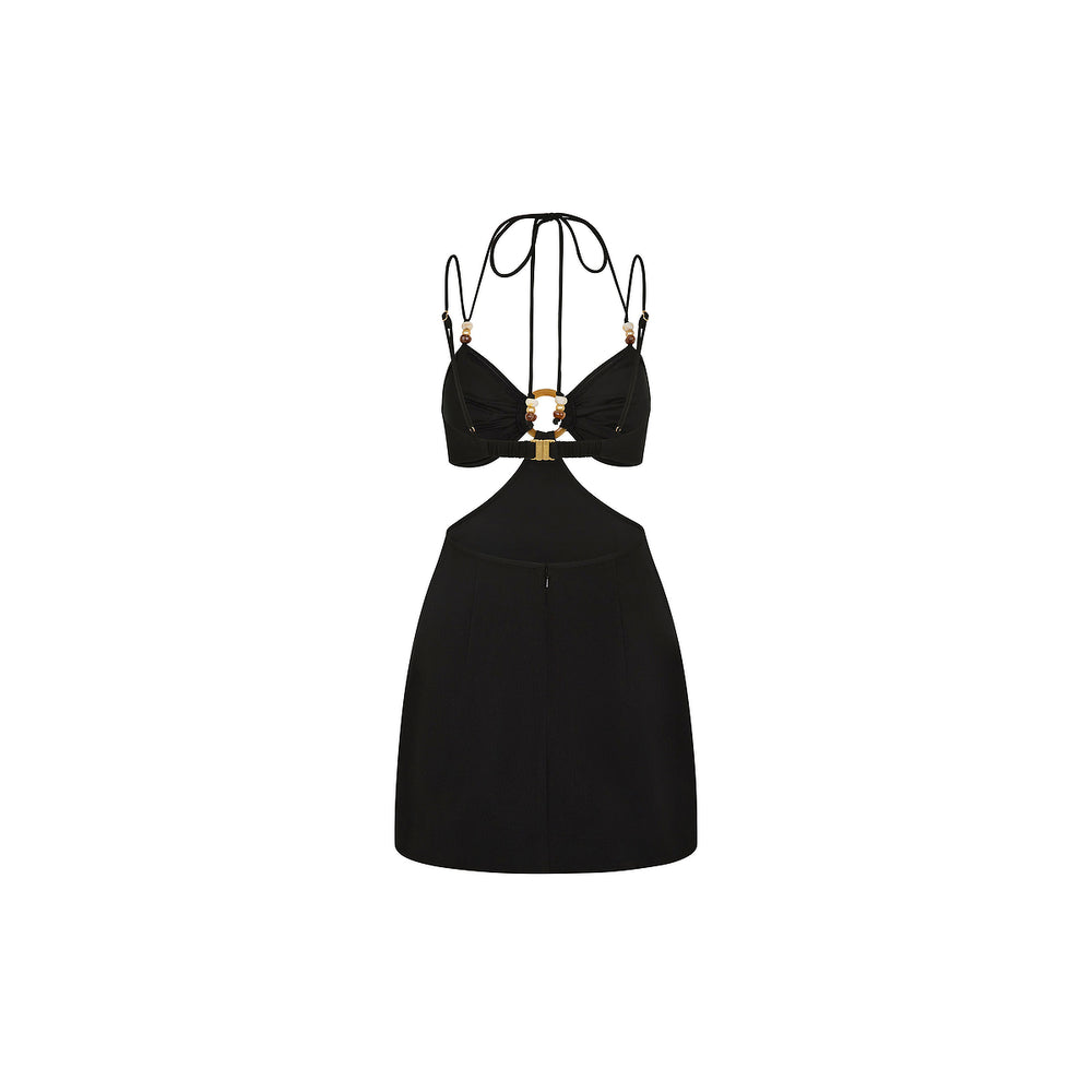 Beaded Cut Out Mini Dress - Twilight Black Black Extra Small Kulani Kinis Beaded Cut Out Mini Dress - Twilight Black Black Extra Small Kulani Kinis