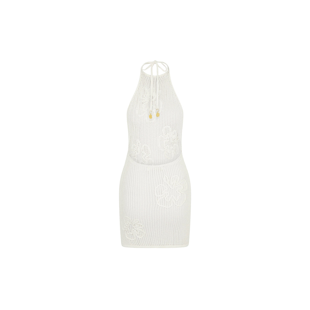 Summer Knit Mini Dress - Whipped White