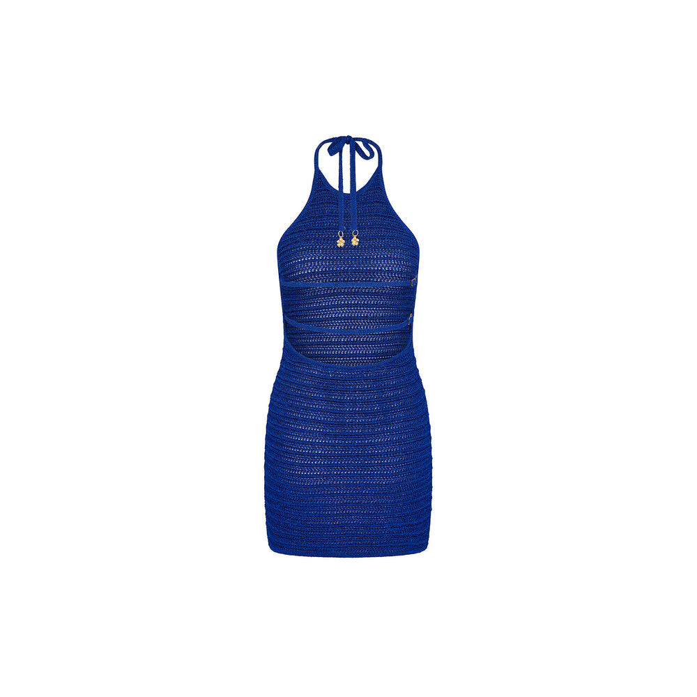 Metallic Knit Halter Mini Dress - Blue Lagoon Blue Medium Kulani Kinis Metallic Knit Halter Mini Dress - Blue Lagoon Blue Medium Kulani Kinis