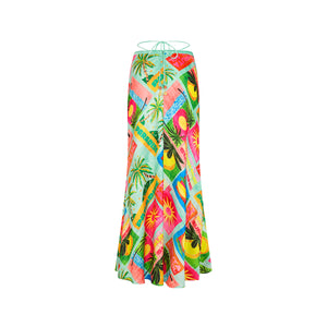 Strappy Bias Maxi Skirt - Ocean Honey