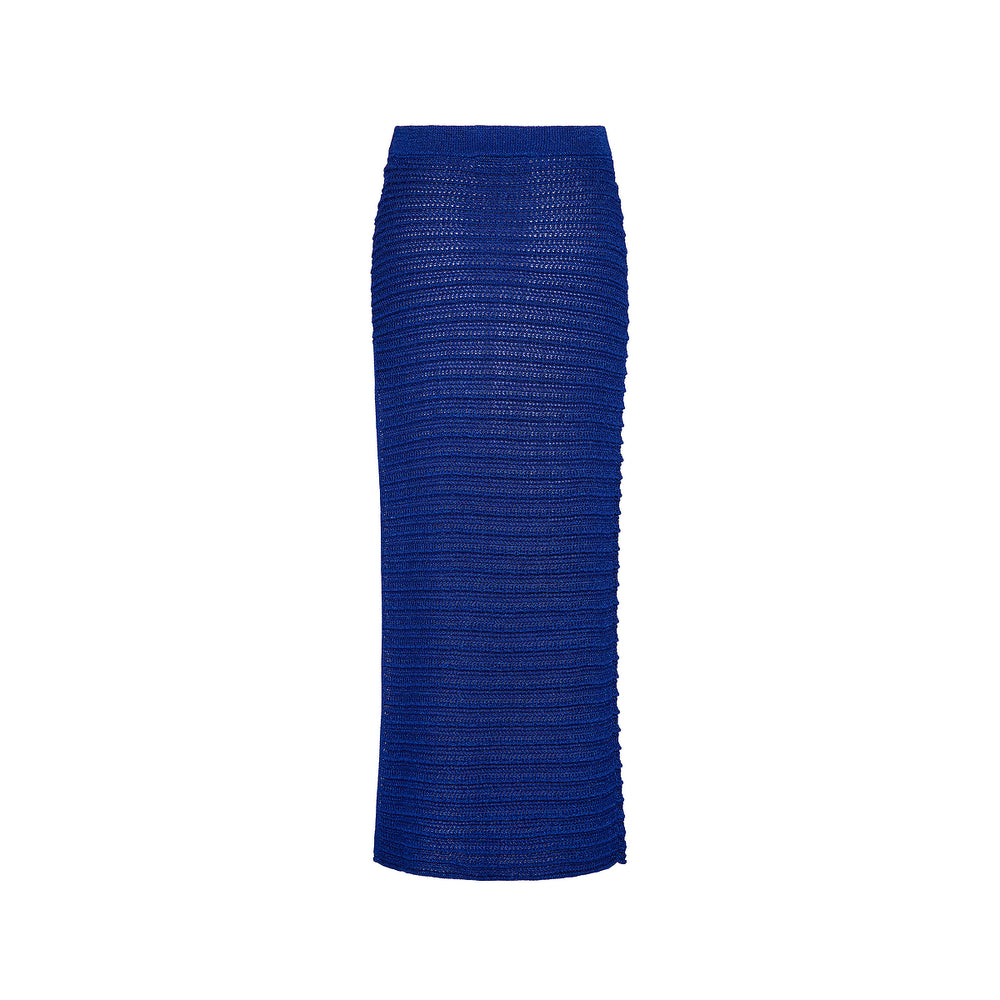 Metallic Knit Maxi Skirt - Blue Lagoon