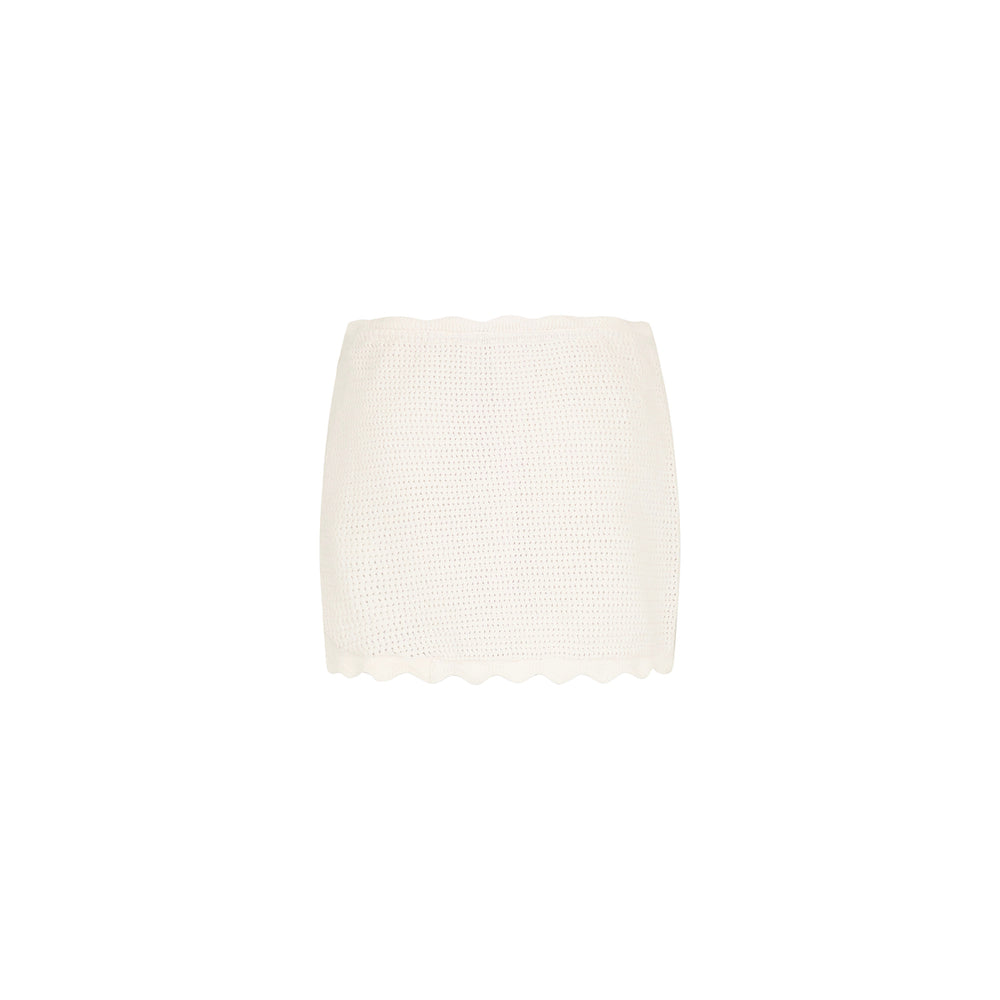 Scalloped Edge Knit Sarong - Whipped White