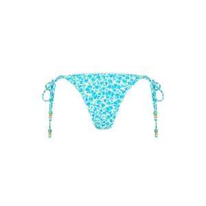 Decorative Thong Tie Side Bikini Bottom - Ocean Aura