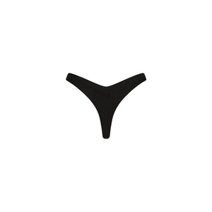Wide Bind High Leg Thong Bikini Bottom - Twilight Black