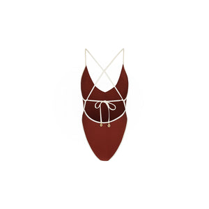 Plunge Cross Back One Piece - Cinnamon Sugar