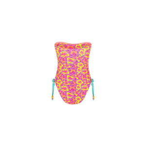 Ruched Bandeau Classic Cut One Piece - Sun Pop