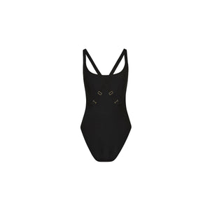 Cross Back Cheeky One Piece - Twilight Black