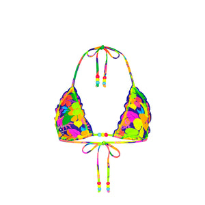 Lettuce Edge Bralette Bikini Top - Neon Sunset
